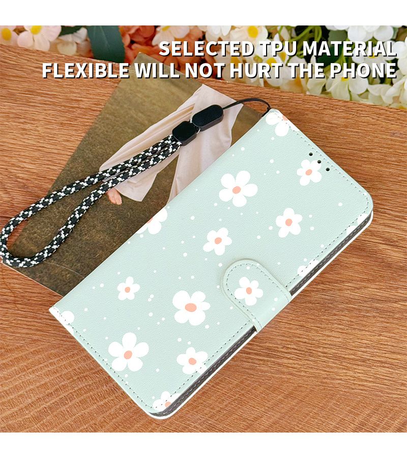 هاتف iPhone 13 Pro Max حافظة قلبية من الجلد الصناعي بألوان مختلطة 1 مع نقش زهري - Image 4