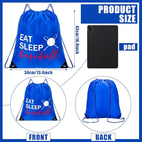 Shappy 8 Pcs Baseball Drawstring Backpack Eat Sleep Baseball Bags Gym Sack Lightweight Sport Sackpack Outdoor Packable Cinch Shoulder Dance Bag Unisex Blue as shown - Image 3