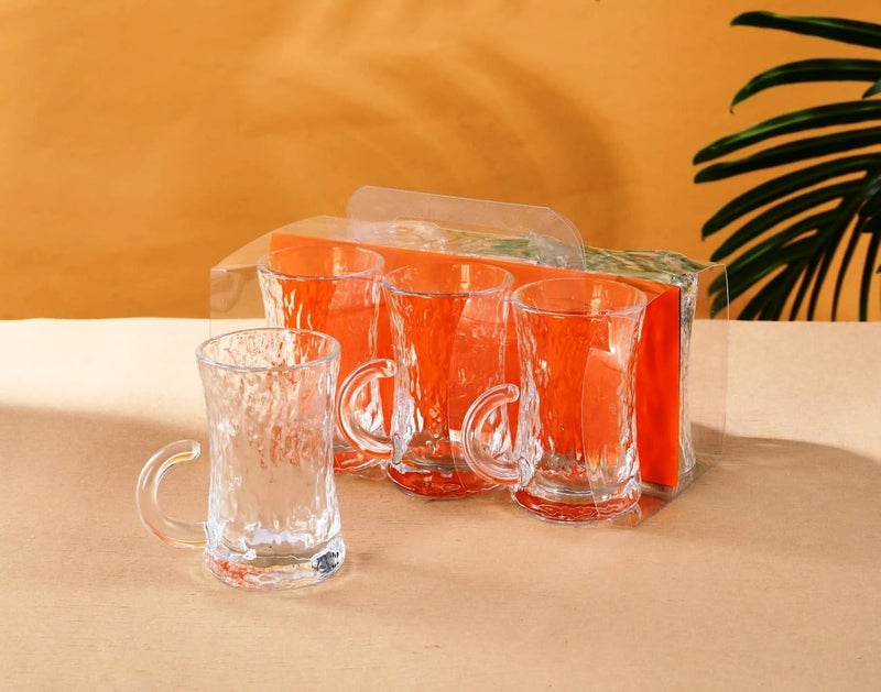 SAQOWARE 6 Pcs Tea Glass Mug Set With Handle, 235ml | Istikana Glass Sett | Coffee Mugs Premium Quality Glassware | Highly Durable | Perfect For Kahwa,Cawa,Coffee,Black Tea,Green Tea,Latte,Cappuccino - Image 3