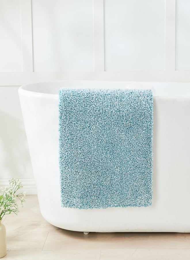 Douceur Blue Bathroom Rugs Non Slip, Luxury Thick Plush Shaggy Bath Mats Washable, Fluffy Absorbent Bath Rugs for Bathroom, Quick Dry Shower Mat Gifts, 23.5" x 15.5" - Image 1