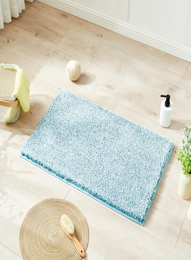 Douceur Blue Bathroom Rugs Non Slip, Luxury Thick Plush Shaggy Bath Mats Washable, Fluffy Absorbent Bath Rugs for Bathroom, Quick Dry Shower Mat Gifts, 23.5" x 15.5" - Image 3