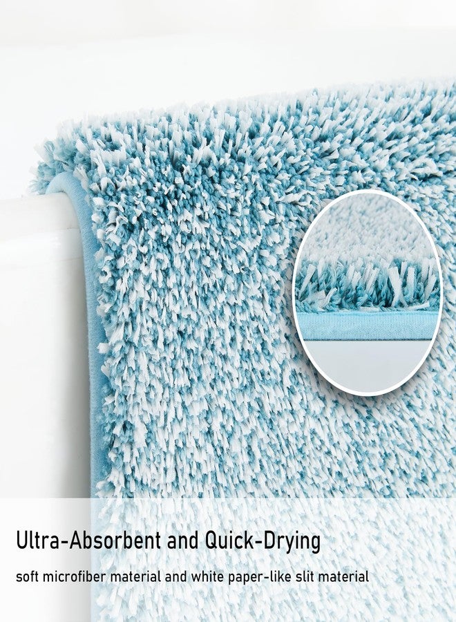 Douceur Blue Bathroom Rugs Non Slip, Luxury Thick Plush Shaggy Bath Mats Washable, Fluffy Absorbent Bath Rugs for Bathroom, Quick Dry Shower Mat Gifts, 23.5" x 15.5" - Image 2