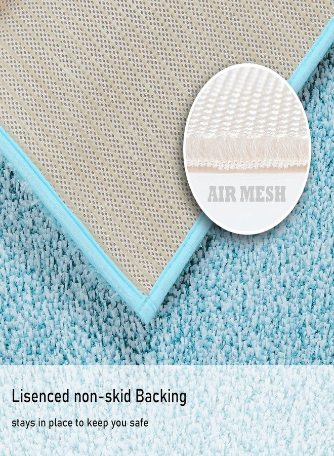 Douceur Blue Bathroom Rugs Non Slip, Luxury Thick Plush Shaggy Bath Mats Washable, Fluffy Absorbent Bath Rugs for Bathroom, Quick Dry Shower Mat Gifts, 23.5" x 15.5" - Image 4