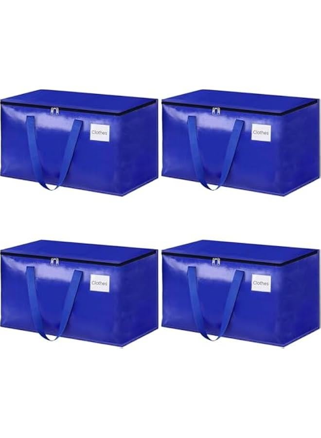 هوكور شنط نقل قابلة للطي من دوركو - كبيرة للغاية شديدة التحمل مع سحابات ومقابض حقائب تعبئة موفرة للمساحة لتخزين مستلزمات النقل بشكل مسطح بديل للصندوق والسلة ازرق - 4 قطع البولي بروبلين PP - Image 1