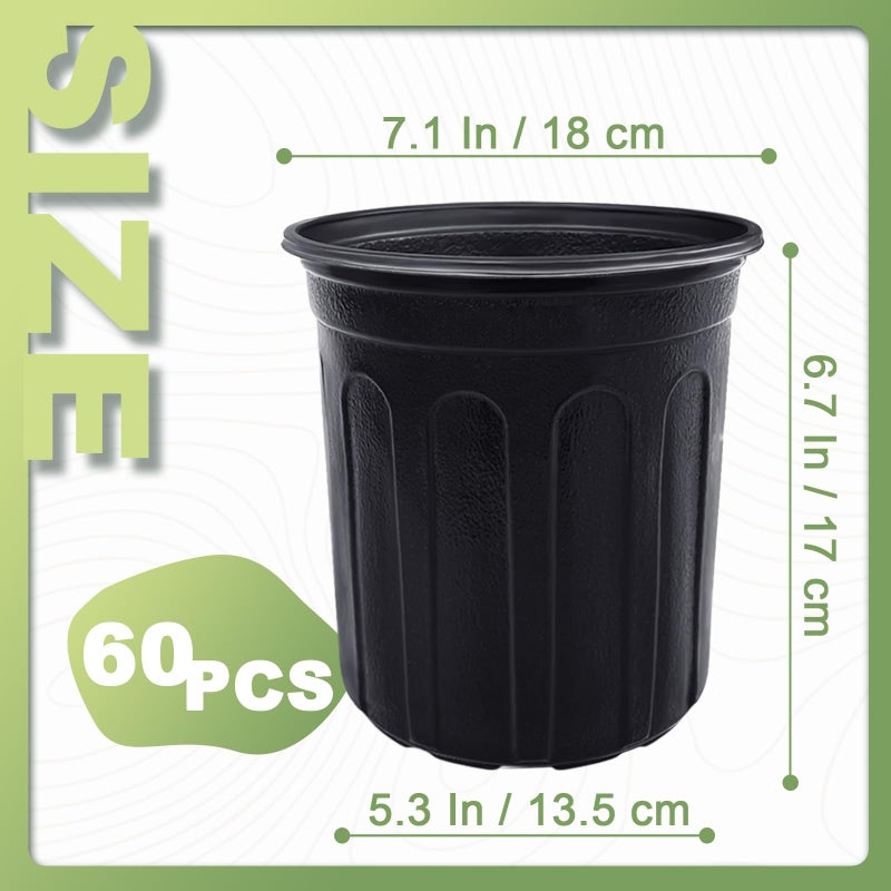 Anyumocz 60 Pcs 1 Gallon Flexible Plant Nursery Pots,Thickened Soft Plastic Seedling Pot with Holes,Flower Plant Container for Succulents,Cuttings,Transplanting,Home Garden(Black) - Image 2