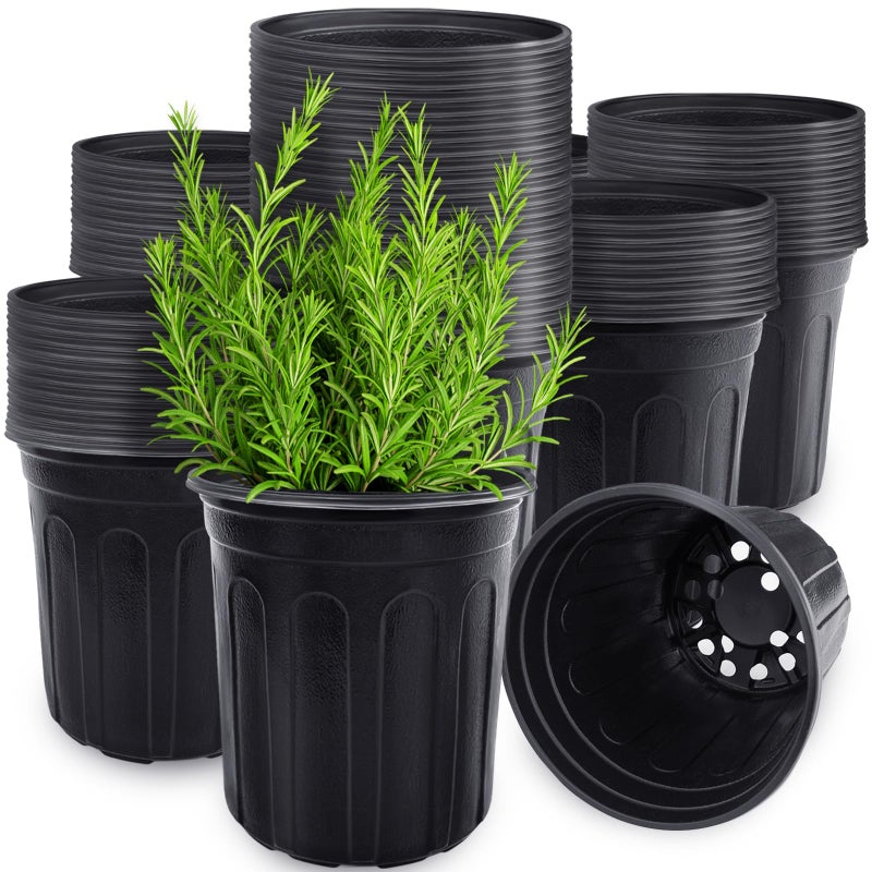 Anyumocz 60 Pcs 1 Gallon Flexible Plant Nursery Pots,Thickened Soft Plastic Seedling Pot with Holes,Flower Plant Container for Succulents,Cuttings,Transplanting,Home Garden(Black) - Image 1
