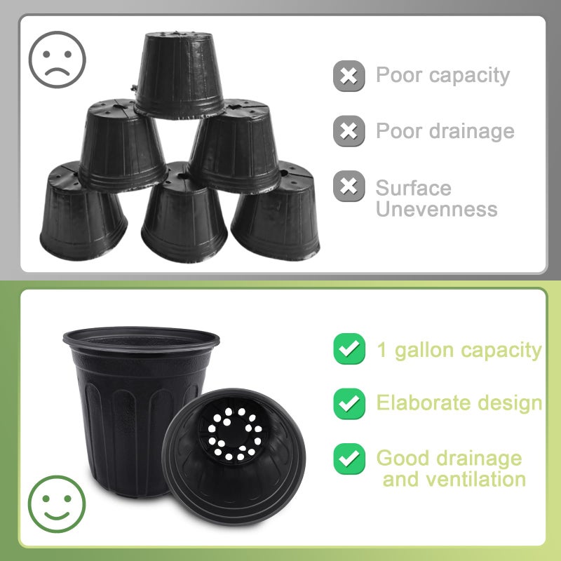 Anyumocz 60 Pcs 1 Gallon Flexible Plant Nursery Pots,Thickened Soft Plastic Seedling Pot with Holes,Flower Plant Container for Succulents,Cuttings,Transplanting,Home Garden(Black) - Image 5