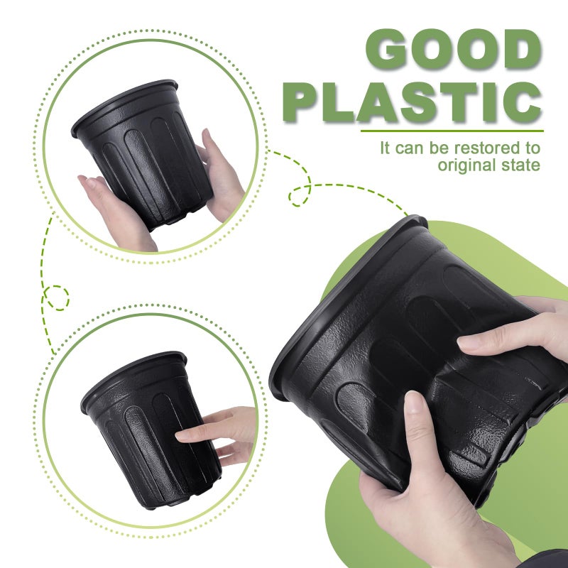 Anyumocz 60 Pcs 1 Gallon Flexible Plant Nursery Pots,Thickened Soft Plastic Seedling Pot with Holes,Flower Plant Container for Succulents,Cuttings,Transplanting,Home Garden(Black) - Image 4