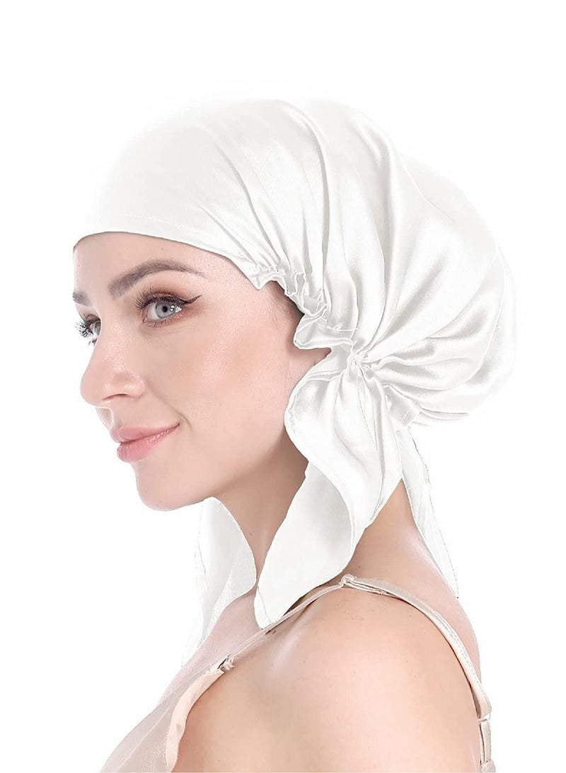 NIBEMINENT Silk Sleep Cap Bonnet for Sleeping Hair with Tie Band 100% Curly Wrap Care - Image 1