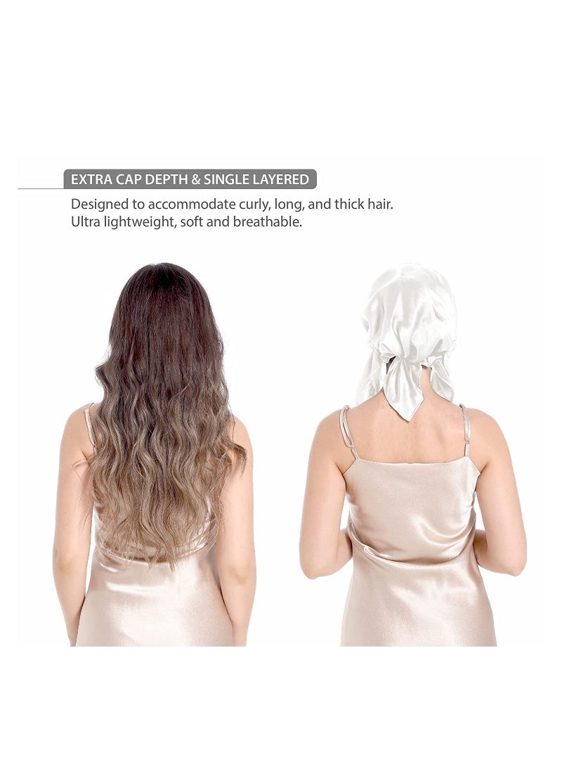 NIBEMINENT Silk Sleep Cap Bonnet for Sleeping Hair with Tie Band 100% Curly Wrap Care - Image 3