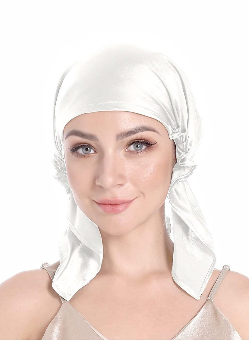 NIBEMINENT Silk Sleep Cap Bonnet for Sleeping Hair with Tie Band 100% Curly Wrap Care - Image 4