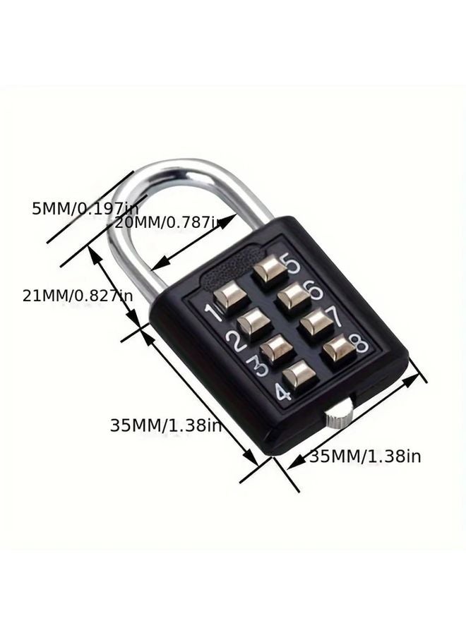 Silvery Zinc Alloy 8 Digit Combination Padlock Anti Theft Travel Luggage Lock - Image 3