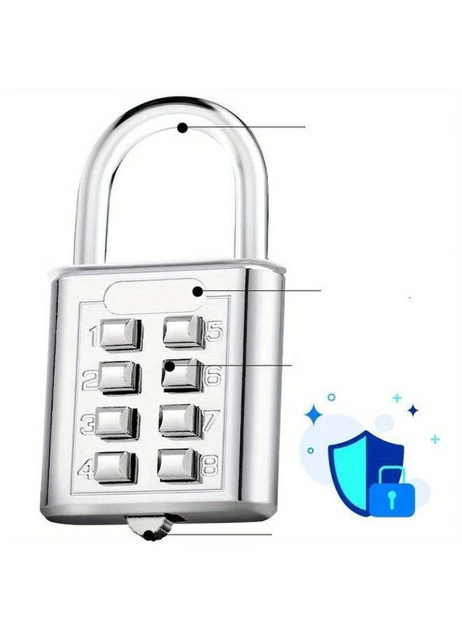Silvery Zinc Alloy 8 Digit Combination Padlock Anti Theft Travel Luggage Lock - Image 5