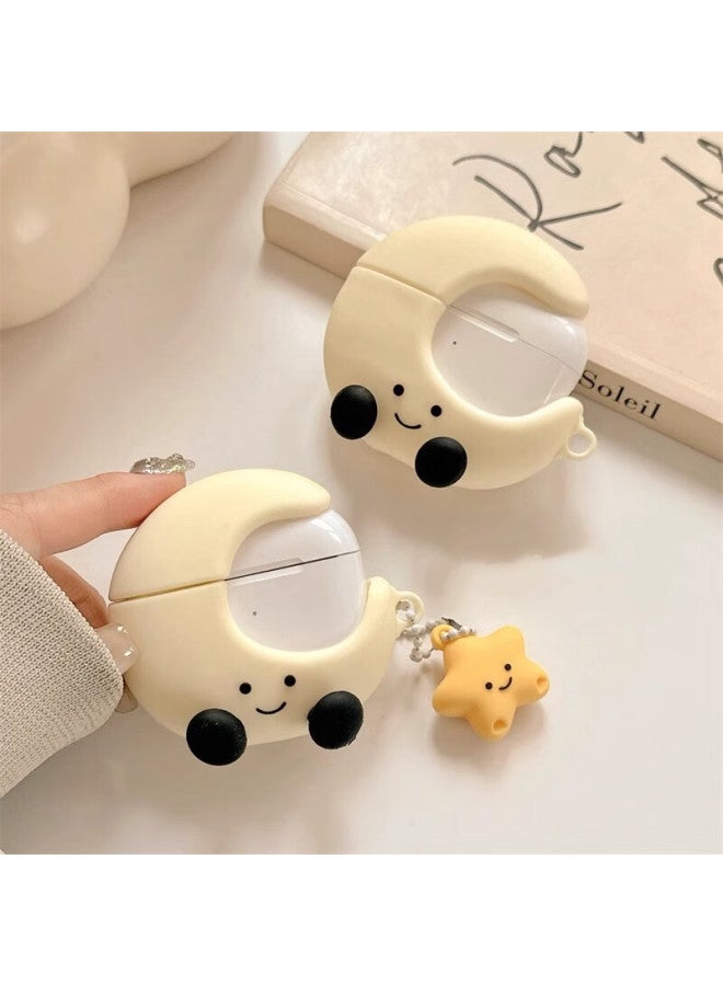 Beiyipin, Suitable For Airpods 4 Cute Star And Moon Pull Ring, Apple Airpods 1/2 Silicone Protective Case, Wireless Bluetooth Airpods Pro Earphone Case, 4th Generatio - Image 1