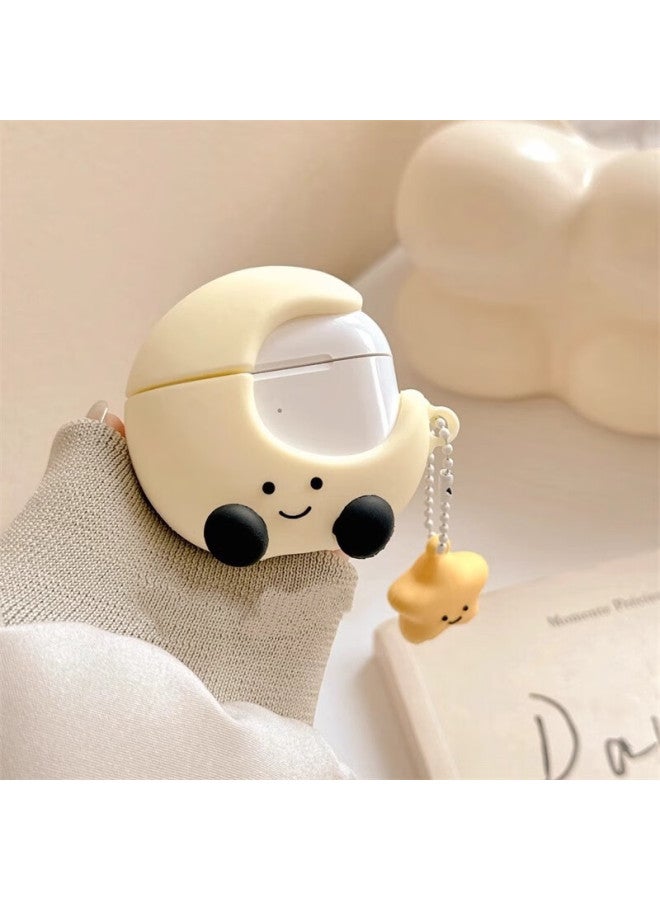 Beiyipin, Suitable For Airpods 4 Cute Star And Moon Pull Ring, Apple Airpods 1/2 Silicone Protective Case, Wireless Bluetooth Airpods Pro Earphone Case, 4th Generatio - Image 2