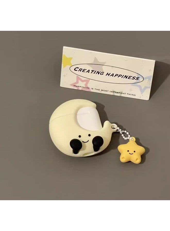 Beiyipin, Suitable For Airpods 4 Cute Star And Moon Pull Ring, Apple Airpods 1/2 Silicone Protective Case, Wireless Bluetooth Airpods Pro Earphone Case, 4th Generatio - Image 4