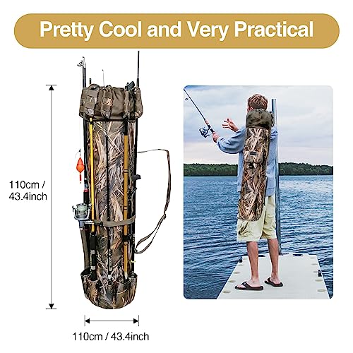 DONQL Fishing Rod Bags Outdoor Fishing Pole Holders Reel Case Multifunction Camping Portable Travel Carry Case Backpack Fish Rod Reel Bag Holds 5 Poles Fishing Tackles Fishing Gear for Men - Image 3