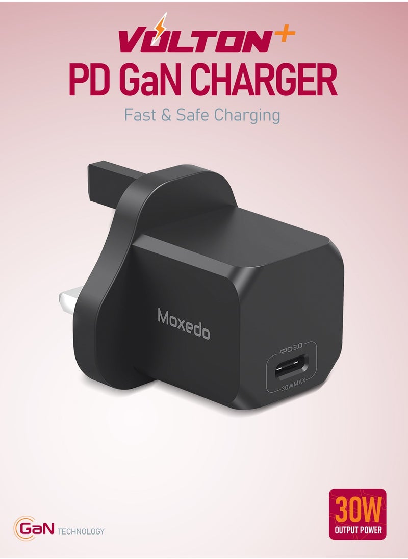 Moxedo - Moxedo 30W PD 3.0 GaN Charger PPS QC 3.0 USB-C Fast Charger Compatible with iPhone 14/Plus/Pro/Pro Max/MacBook/iPhone 13/13 pro/ 12 Mini Pro Max/iPad Pro/Galaxy S21, Pixel - Image 1
