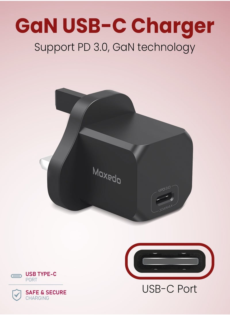 Moxedo Moxedo 30W PD 3.0 GaN Charger PPS QC 3.0 USB-C Fast Charger Compatible with iPhone 14/Plus/Pro/Pro Max/MacBook/iPhone 13/13 pro/ 12 Mini Pro Max/iPad Pro/Galaxy S21, Pixel  - Image 2