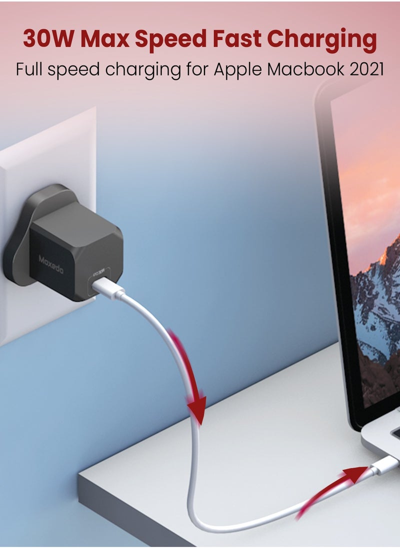 Moxedo Moxedo 30W PD 3.0 GaN Charger PPS QC 3.0 USB-C Fast Charger Compatible with iPhone 14/Plus/Pro/Pro Max/MacBook/iPhone 13/13 pro/ 12 Mini Pro Max/iPad Pro/Galaxy S21, Pixel  - Image 5