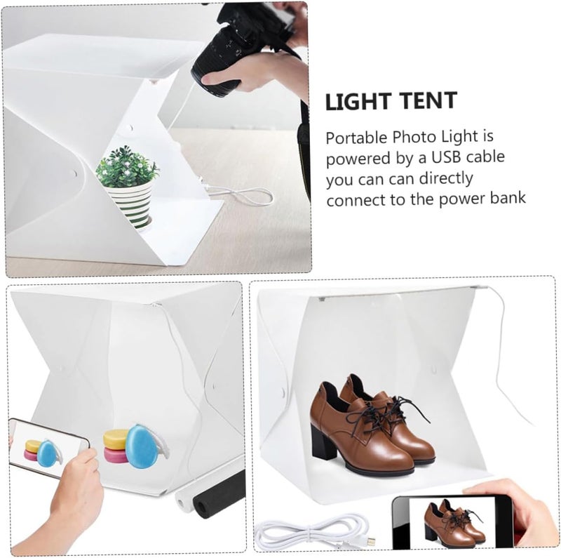 STOBAZA Portable Mini Photography Light Box with LED Soft Tent 20cm Small Photo Studio Shooting Tent Kit with 4 Colored Backdrops for Product Photography and Personal Lighting - Image 5