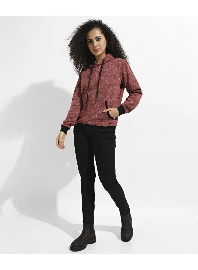 Campus Sutra Women's Black Zip-Front Hoodie With Angled Open Pockets