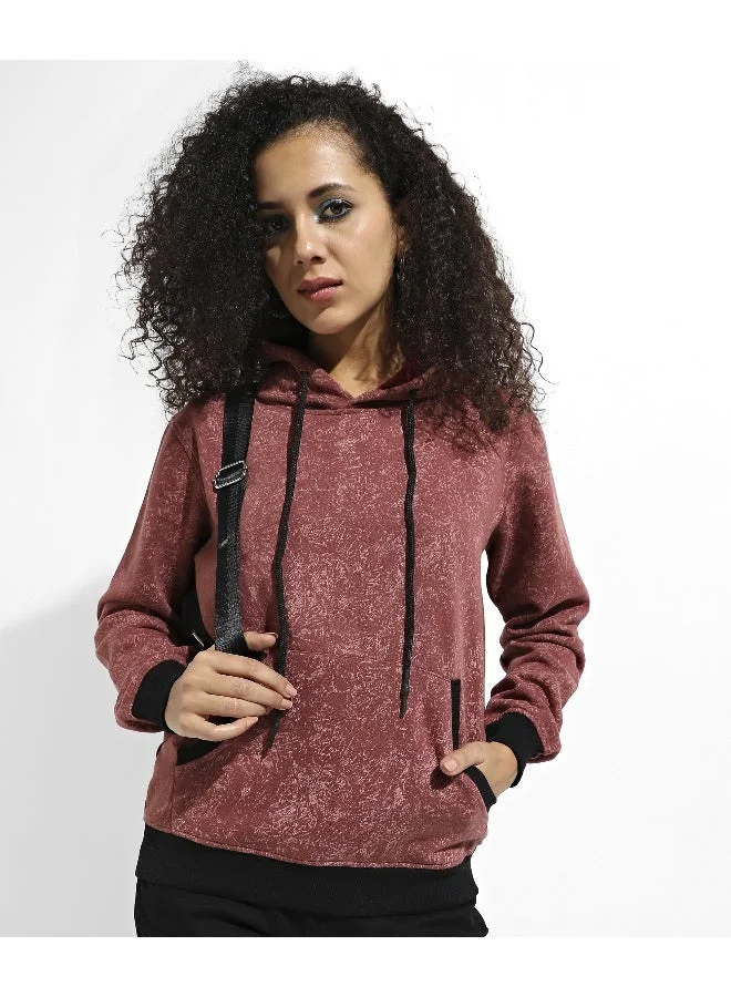 Campus Sutra Women's Black Zip-Front Hoodie With Angled Open Pockets