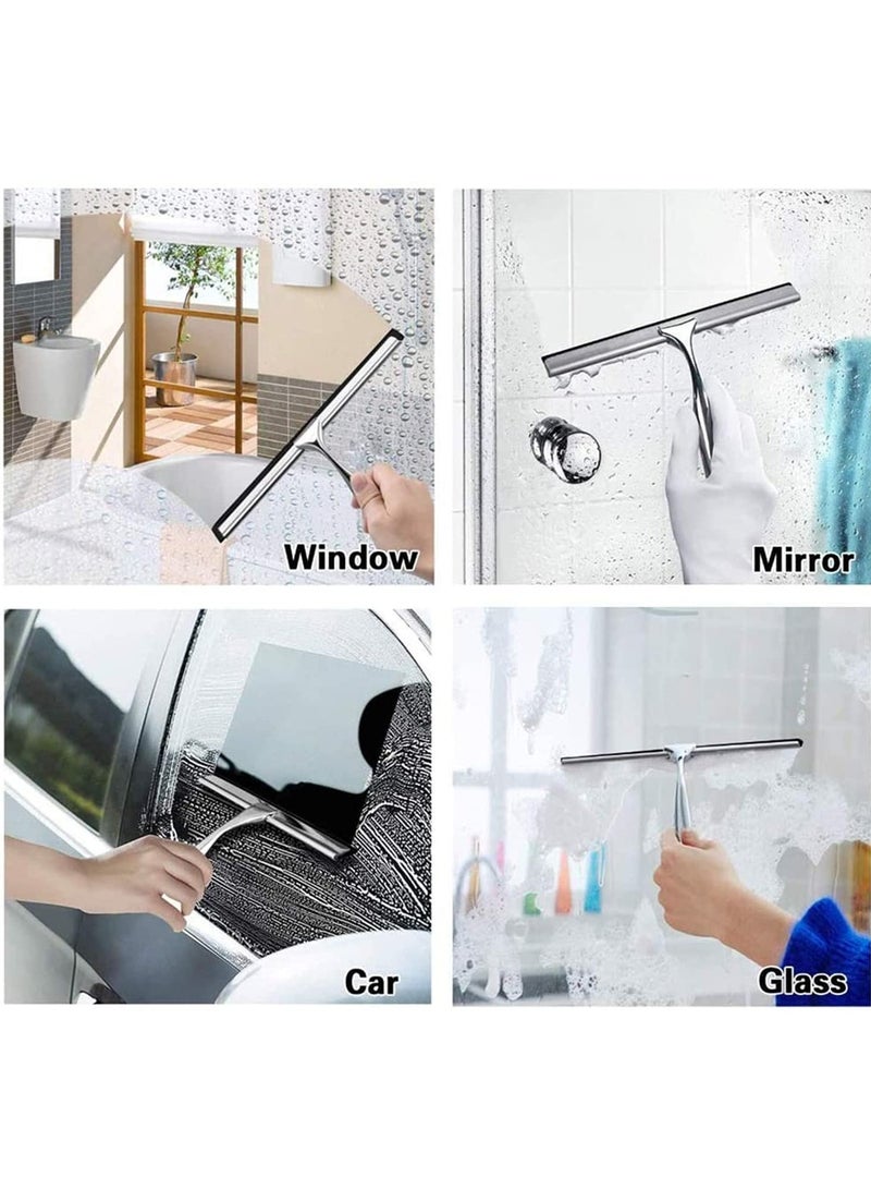 Shower Squeegee, Stainless Steel Wiper Shower Squeegee, Multi- Purpose Household Cleaning Wiper for Shower Doors, Bathroom - Image 4