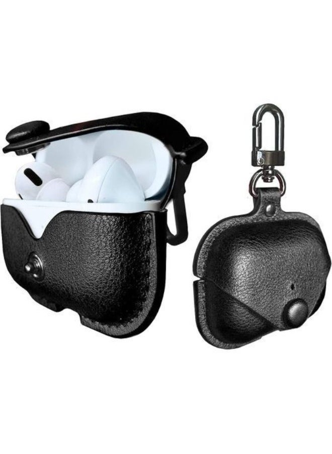 Generic - Perfect For Airpods Pro Generation Case Cover, PU Leather With Keychain For New Airpods Pro Case 2019 [Front LED Visible] (Black - Image 1