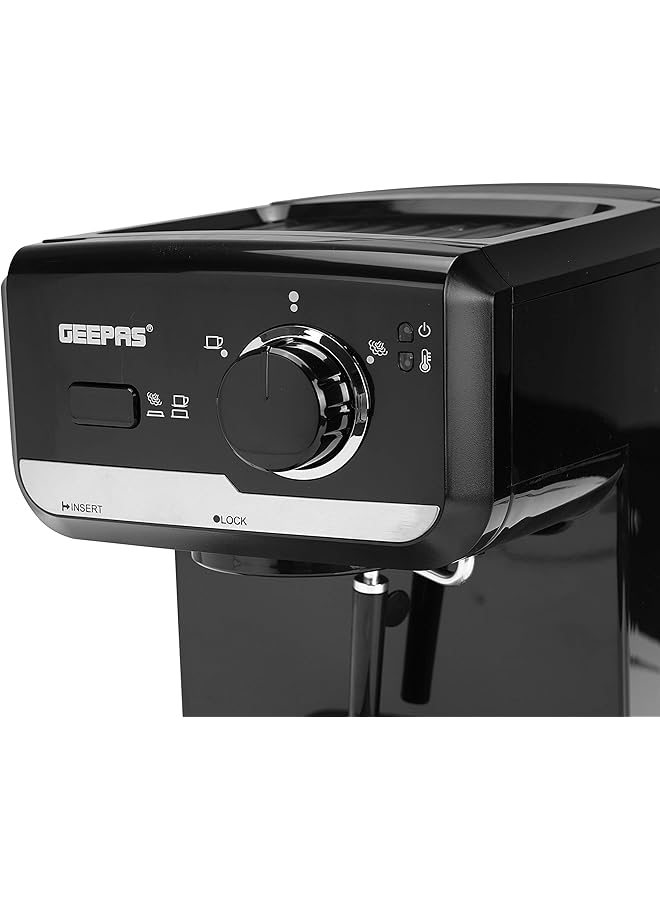 GEEPAS Gcm41507 1.25L Cappuccino Maker 1140W 15 Bar Power Brewing Pump Dual Stainless Steel Filters 2 Years Black - Image 5