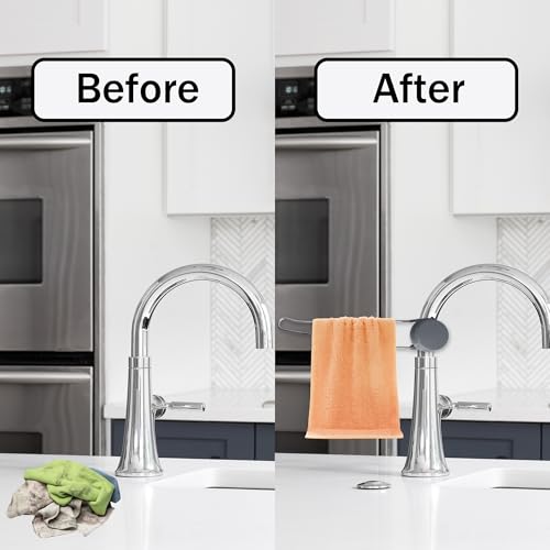 Aogigigio Dish Towel Holder - Dish Rag Holder for Kitchen Sink Dish Cloth Rack Adjustable Stainless Convenient Rag Hanger for Faucet - Image 2