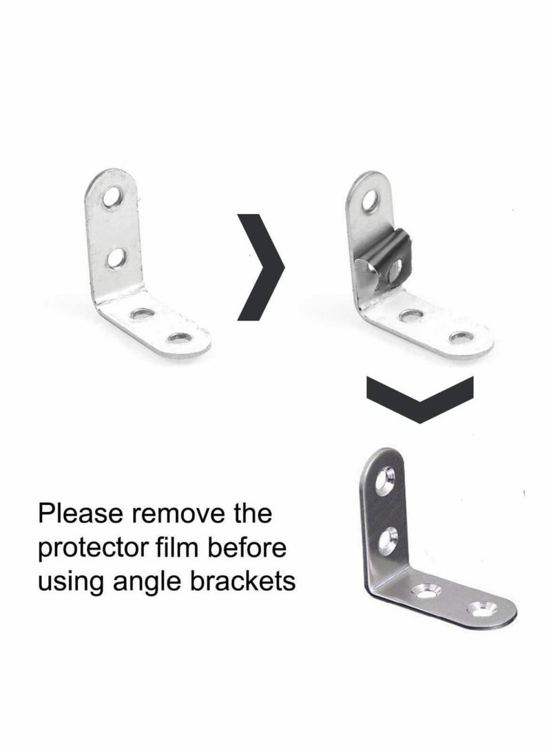 Excefore Stainless Steel Corner Braces, 40mmx40mm Heavy Duty Corner Steel Joint Right Angle L Bracket Brace Set with Screws for Shelves Furniture Wood Wall Hanging Fastener 18 Pcs  - Image 2