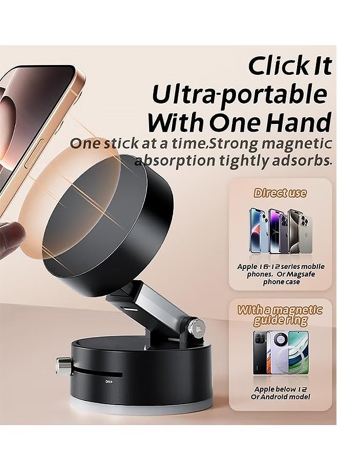 Gecomo Magnetic Phone Holder, Vacuum Magnetic Phone Holder Suction Phone Mount, Double-Sided Magnetic Cell Phone Holder for All Smooth Surface (Black) - Image 5