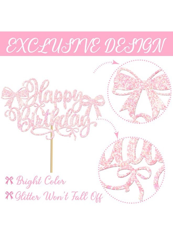 umoni Bow Birthday Centerpiece Sticks 16pcs Pink Decorations Bow Party Table Topper Centerpieces Coquette Birthday Table Decorations for Girls Bowknot Bachelorette Party Supplies - Image 5