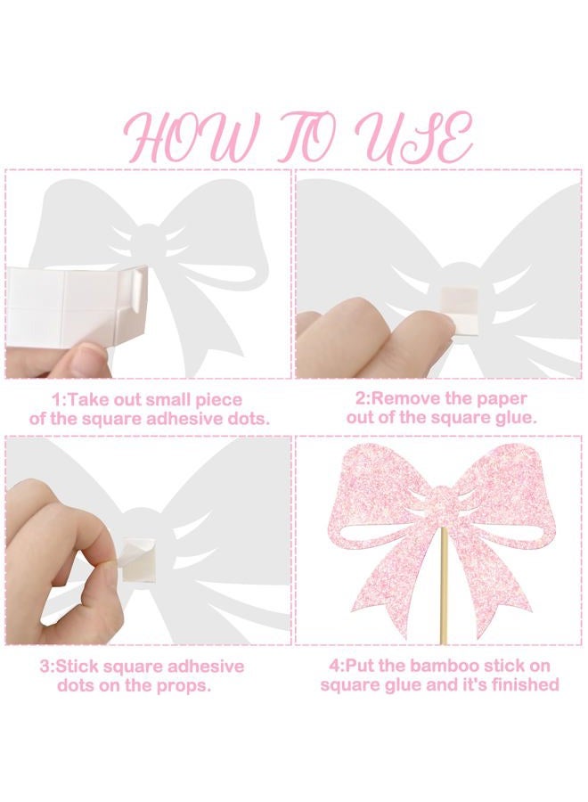 umoni Bow Birthday Centerpiece Sticks 16pcs Pink Decorations Bow Party Table Topper Centerpieces Coquette Birthday Table Decorations for Girls Bowknot Bachelorette Party Supplies - Image 4