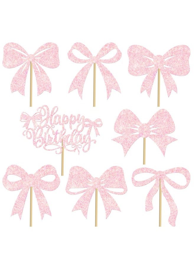 umoni Bow Birthday Centerpiece Sticks 16pcs Pink Decorations Bow Party Table Topper Centerpieces Coquette Birthday Table Decorations for Girls Bowknot Bachelorette Party Supplies - Image 2