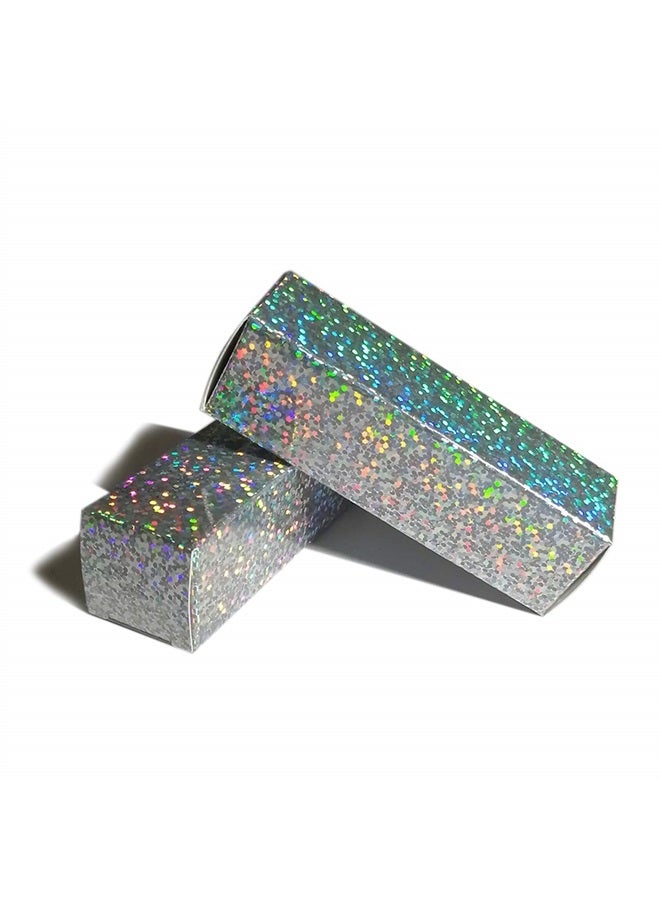 100 Pcs Lipstick Boxes 3.35x1x1" Silver Packaging Kraft Paper DIY Gift Make-up Organzier Glitter Essence Oil Bottle Lip Gloss Balm Glaze Tube Cosmetics Storage Perfume Sample Wrapping Case (Silv