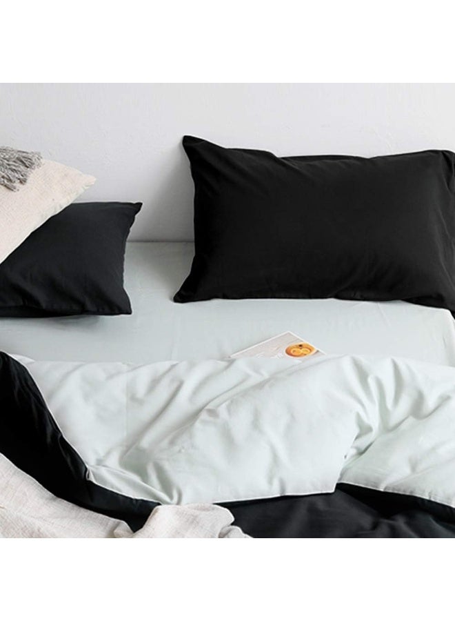 FLXXIE 2 Pack 100% Brushed 1800 Microfiber Plain King Pillowcases, Wrinkle and Stain Resistant, Soft and Cozy Envelope Closure Bed Pillow Cases, Black, 50x90 cm  - Image 2