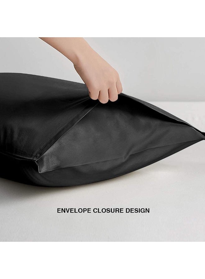 FLXXIE 2 Pack 100% Brushed 1800 Microfiber Plain King Pillowcases, Wrinkle and Stain Resistant, Soft and Cozy Envelope Closure Bed Pillow Cases, Black, 50x90 cm  - Image 5