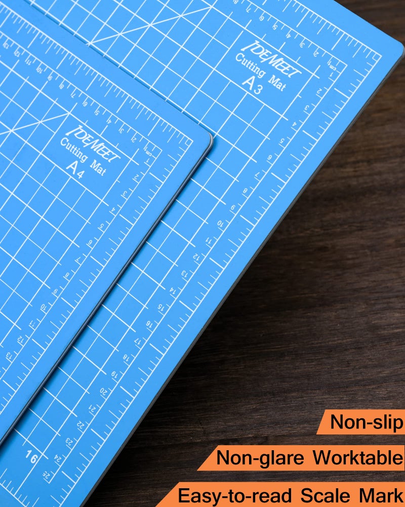 Idemeet Density-upgraded 18"x12" Self Healing Cutting Mat, Idemeet Rotary Sewing Mat for Crafts, 5-Ply Blade Table Protector Cut Board for Fabric Leather Cutting Quilting Modeling Hobby Project, A3, Blue - Image 4