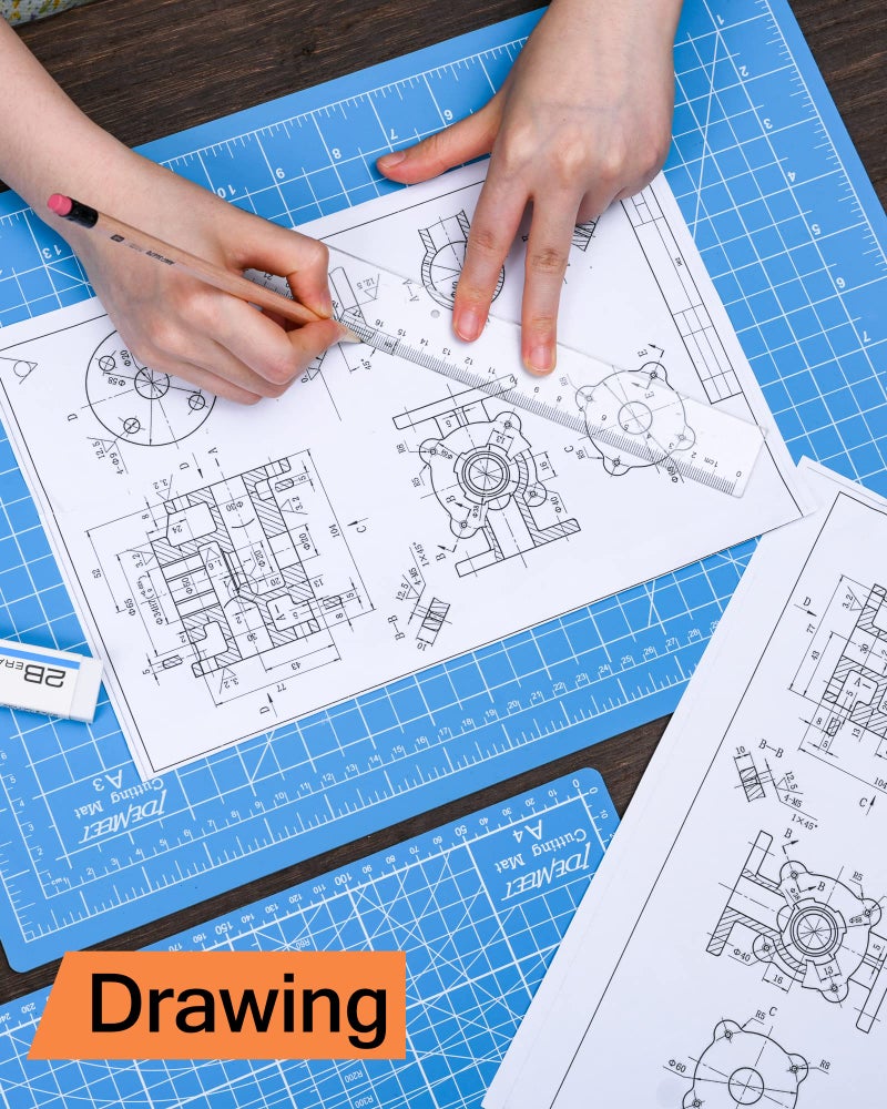 Idemeet Density-upgraded 18"x12" Self Healing Cutting Mat, Idemeet Rotary Sewing Mat for Crafts, 5-Ply Blade Table Protector Cut Board for Fabric Leather Cutting Quilting Modeling Hobby Project, A3, Blue - Image 5