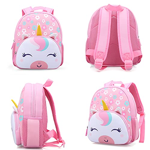 KK CRAFTS Preschool Backpack Toddler Neoprene Animal Schoolbag Lunch backpack for Kids Boys Girls(Floral Unicorn) - Image 3