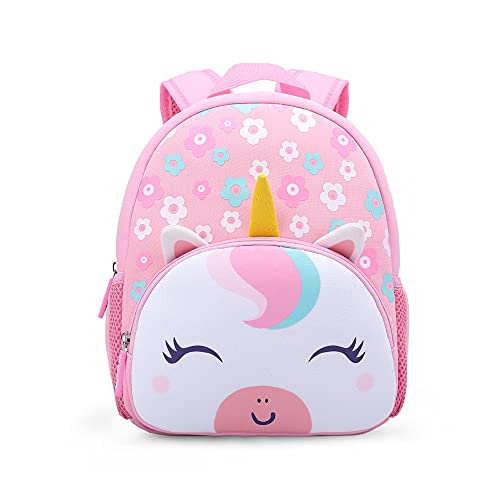 KK CRAFTS Preschool Backpack Toddler Neoprene Animal Schoolbag Lunch backpack for Kids Boys Girls(Floral Unicorn) - Image 1