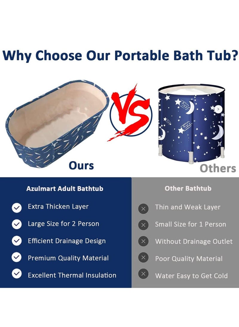 XiuWoo Advance Folding One-time Installation Metal Frame Soaking Waterproof Extra Large Spa Bathtub Barrel, Household Large Shower Bathing Tubs, Separate Family Bathroom SPA Tub for Adults and Kid - Image 2