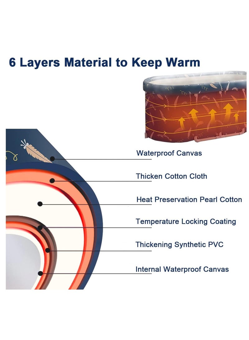 XiuWoo Advance Folding One-time Installation Metal Frame Soaking Waterproof Extra Large Spa Bathtub Barrel, Household Large Shower Bathing Tubs, Separate Family Bathroom SPA Tub for Adults and Kid - Image 3