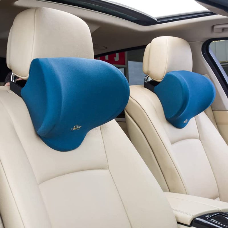 FS COOL FS COOL Car Neck and Lumbar Pillow - Auto Seat Headrest Lumbar Support Pillow Seat Cushions for Chair, Memory Foam and Breathable, Neck and Back Pain Relief (Blue)  - Image 4
