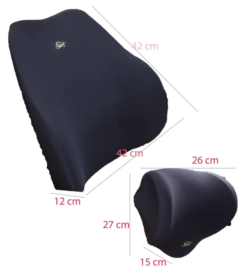 FS COOL FS COOL Car Neck and Lumbar Pillow - Auto Seat Headrest Lumbar Support Pillow Seat Cushions for Chair, Memory Foam and Breathable, Neck and Back Pain Relief (Blue)  - Image 2