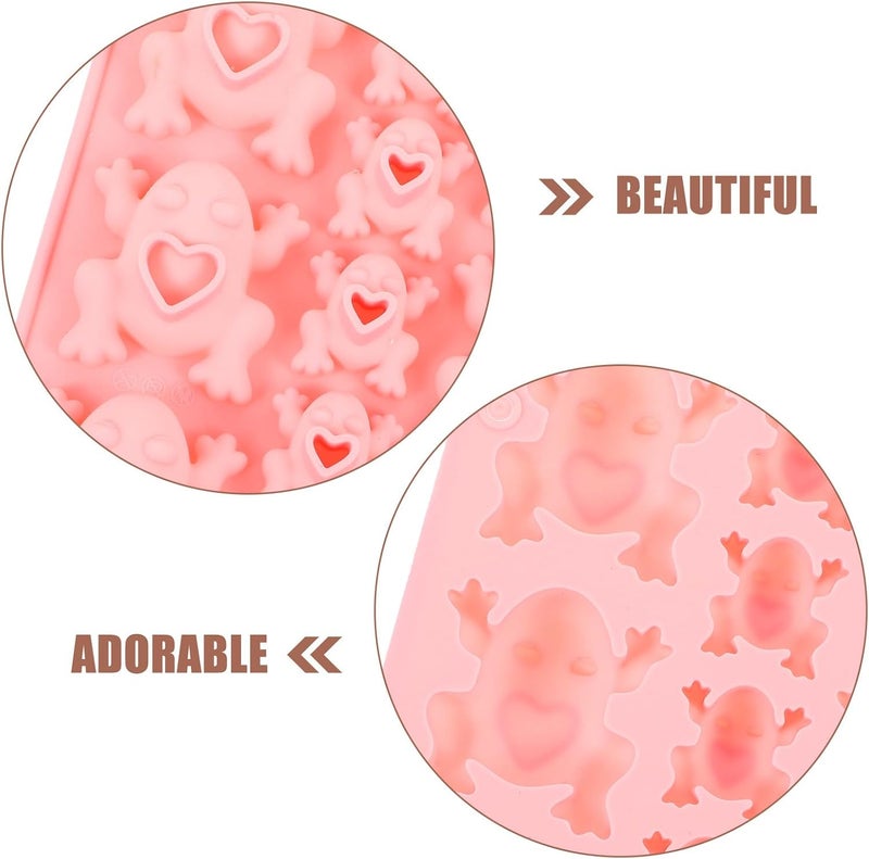 Silicone Frog Mold for Chocolate and Candy Making 11-cavity Pink Baking Mold Set with Multiple Sizes Flexible Non-stick Fondant for DIY Dessert and Candy Preparation - Image 3