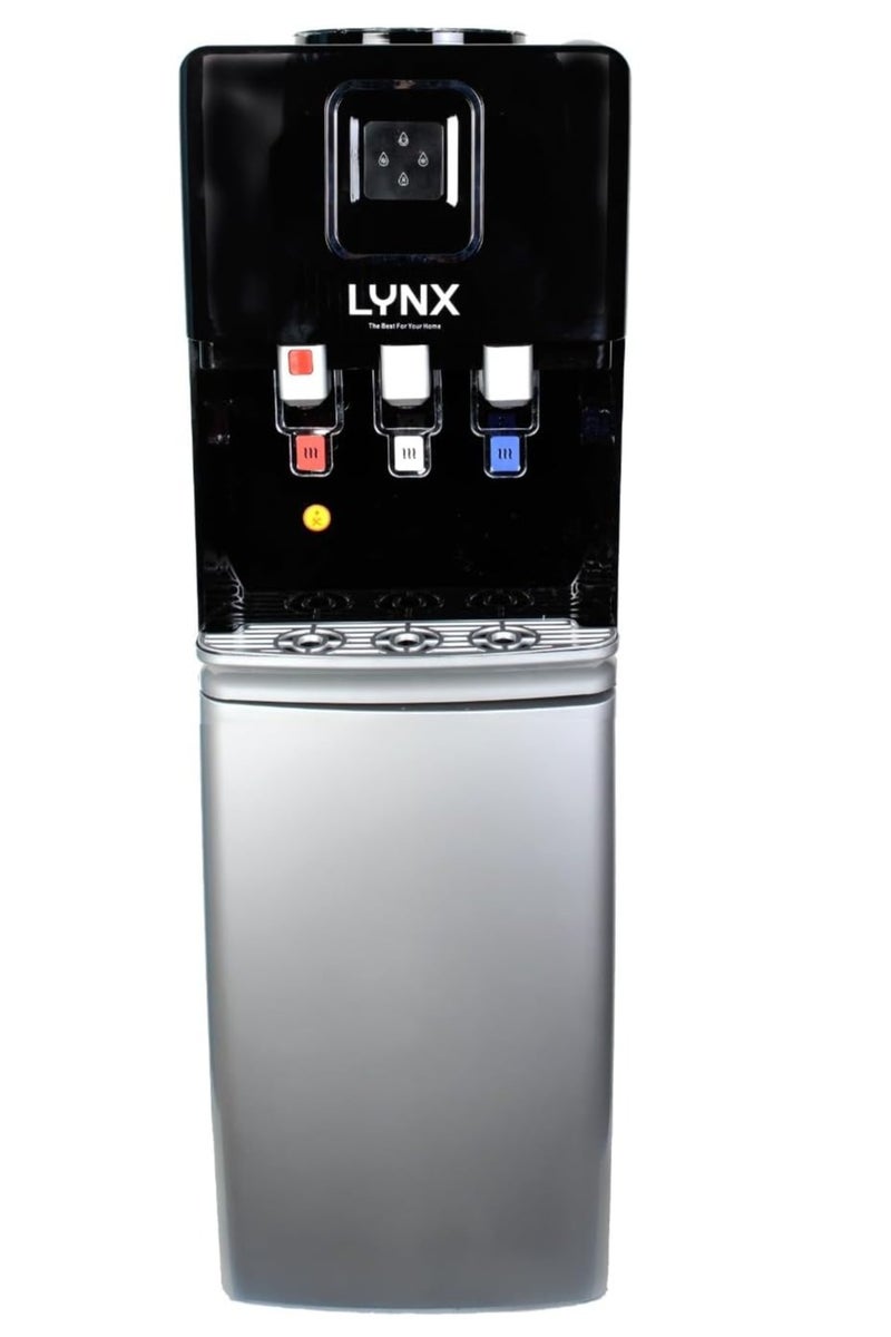 LYNX Floor Standing Water Dispenser with Cabinet – 3 Tap Hot, Cold & Normal Water Cooler, Stainless Steel Tank, R134a Compressor Cooling, 500W Heating & 85W Cooling Power, 1.0L Heating & 3.2L Cooling Capacity, ABS Plastic Body, Energy Efficient for Home & Office – LY-WD-401 - Image 1