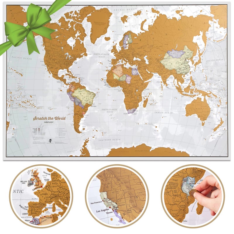 Maps International Scratch The World ® Travel Map - Scratch Off World Map Poster - X-Large 23 x 33 - Maps International - 50 Years of Map Making - Updated 2024 - Cartographic Detail Featuring Country & State Borders - Image 1